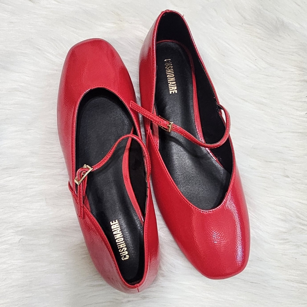 Red Patent Mary Jane Flat Side 9.5